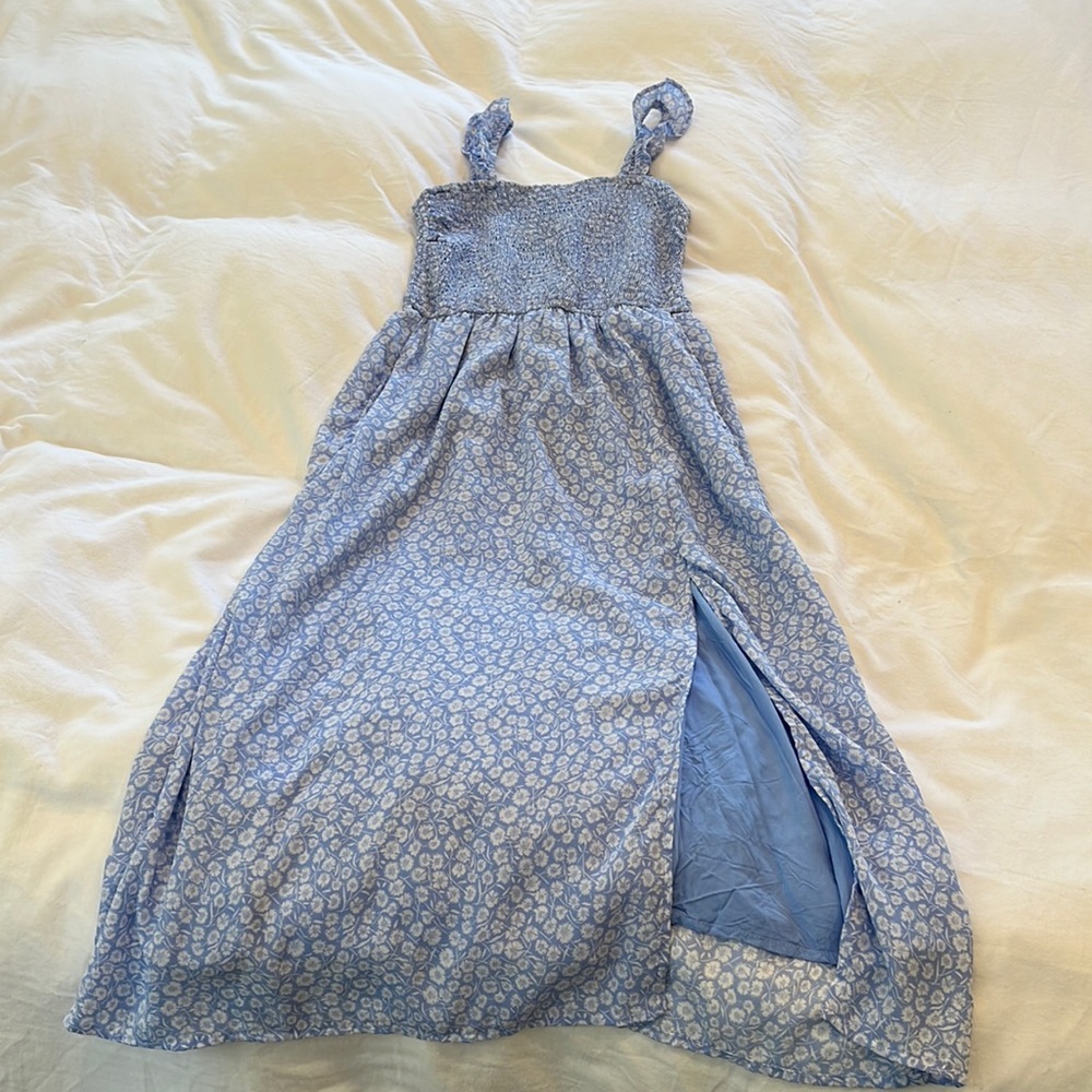 Blue and White Floral Dress